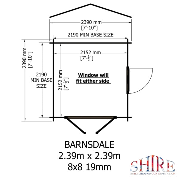 Shire Barnsdale 8x8 19mm Log Cabin