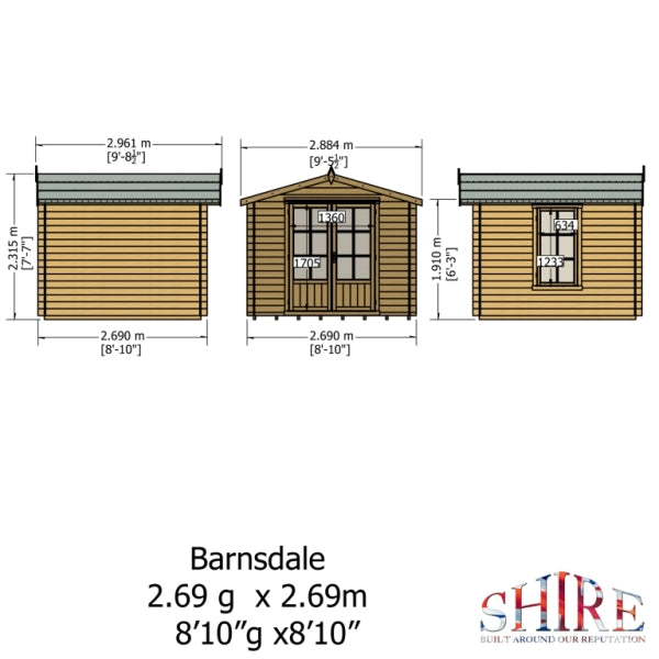 Shire Barnsdale 9x9 19mm Log Cabin