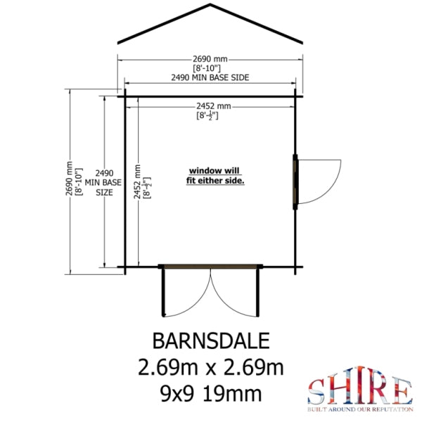 Shire Barnsdale 9x9 19mm Log Cabin