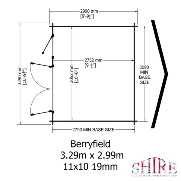 Shire Berryfield 11x10 19mm Log Cabin