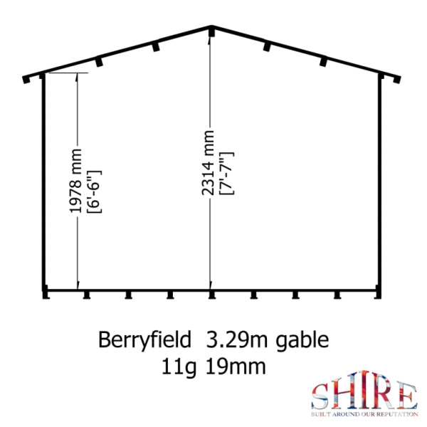 Shire Berryfield 11x8 19mm Log Cabin