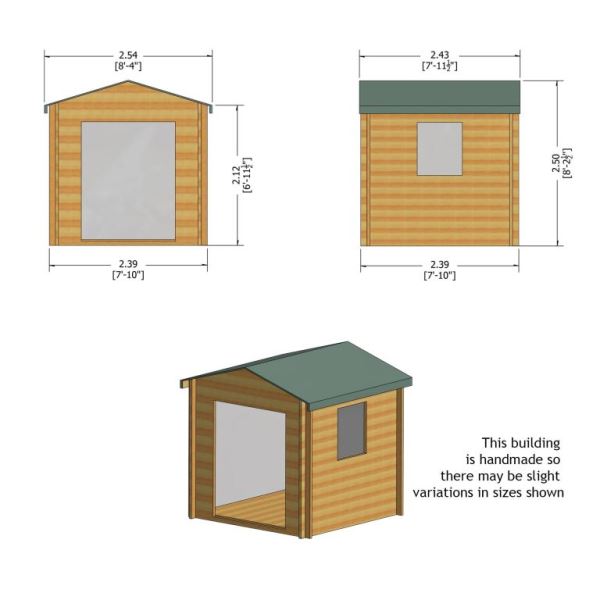 Shire Bradley 8x8 19mm Log Cabin