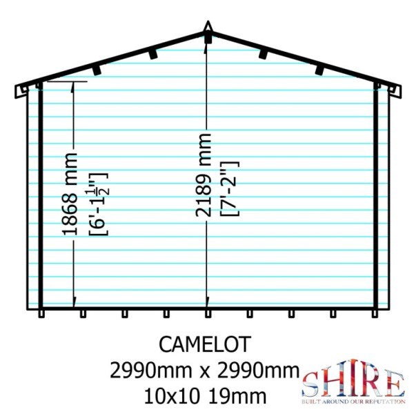 Shire Camelot 10x10 19mm Log Cabin