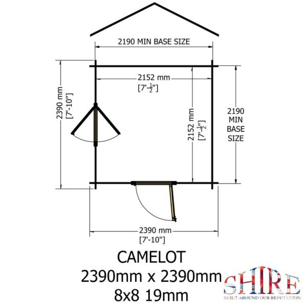 Shire Camelot 8x8 19mm Log Cabin