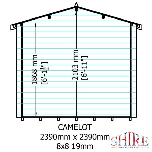 Shire Camelot 8x8 19mm Log Cabin