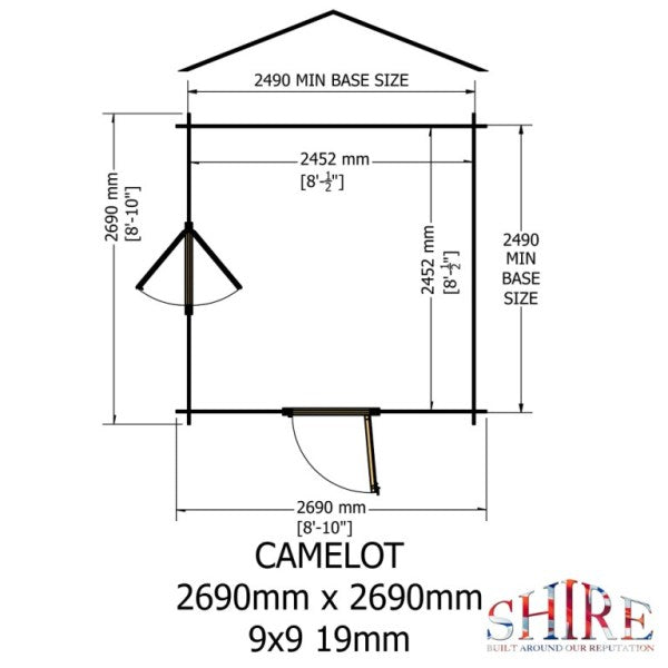 Shire Camelot 9x9 19mm Log Cabin