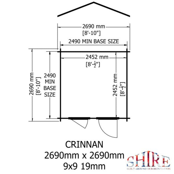 Shire Crinan 9x9 19mm Log Cabin