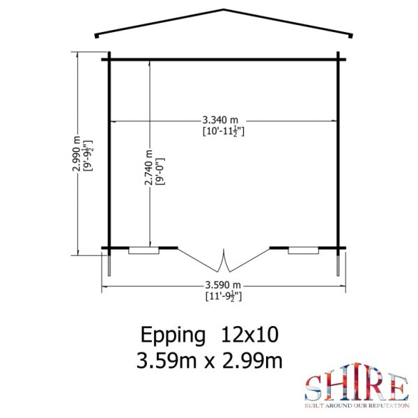 Shire Epping 12x10 28mm Log Cabin