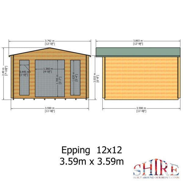 Shire Epping 12x12 28mm Log Cabin