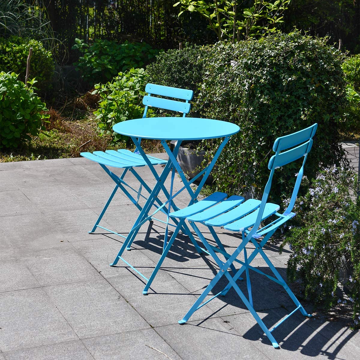 Eve Blue Metal Folding Bistro Set