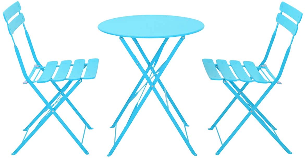 Eve Blue Metal Folding Bistro Set