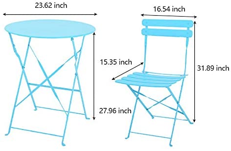 Eve Blue Metal Folding Bistro Set