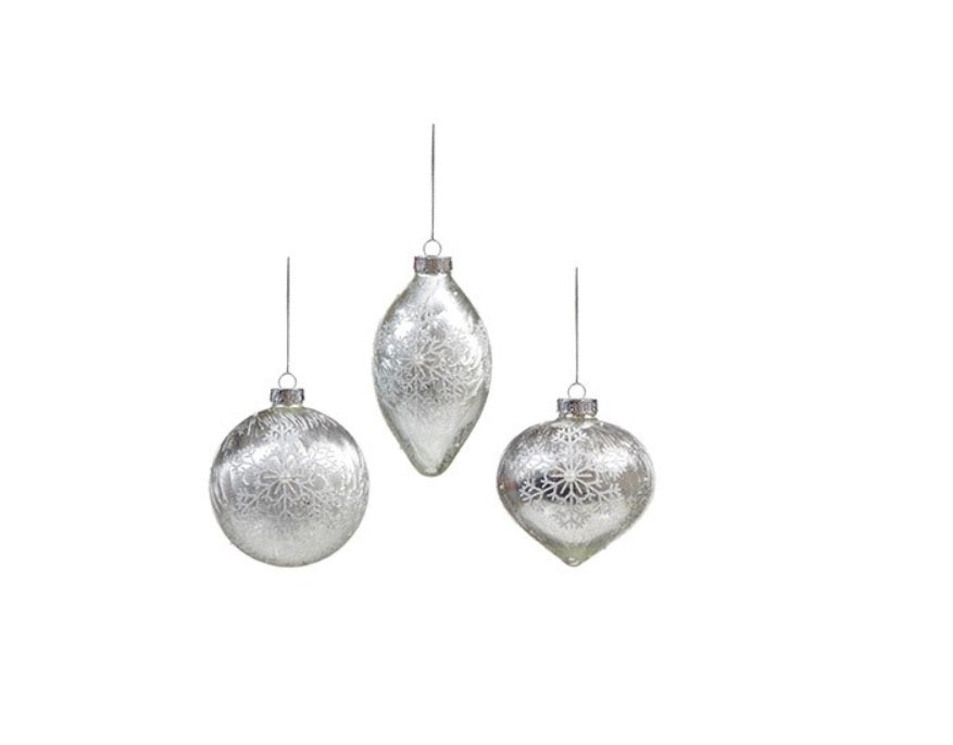 Set of 3 White Snowflake Christmas Tree Decorations 80mm