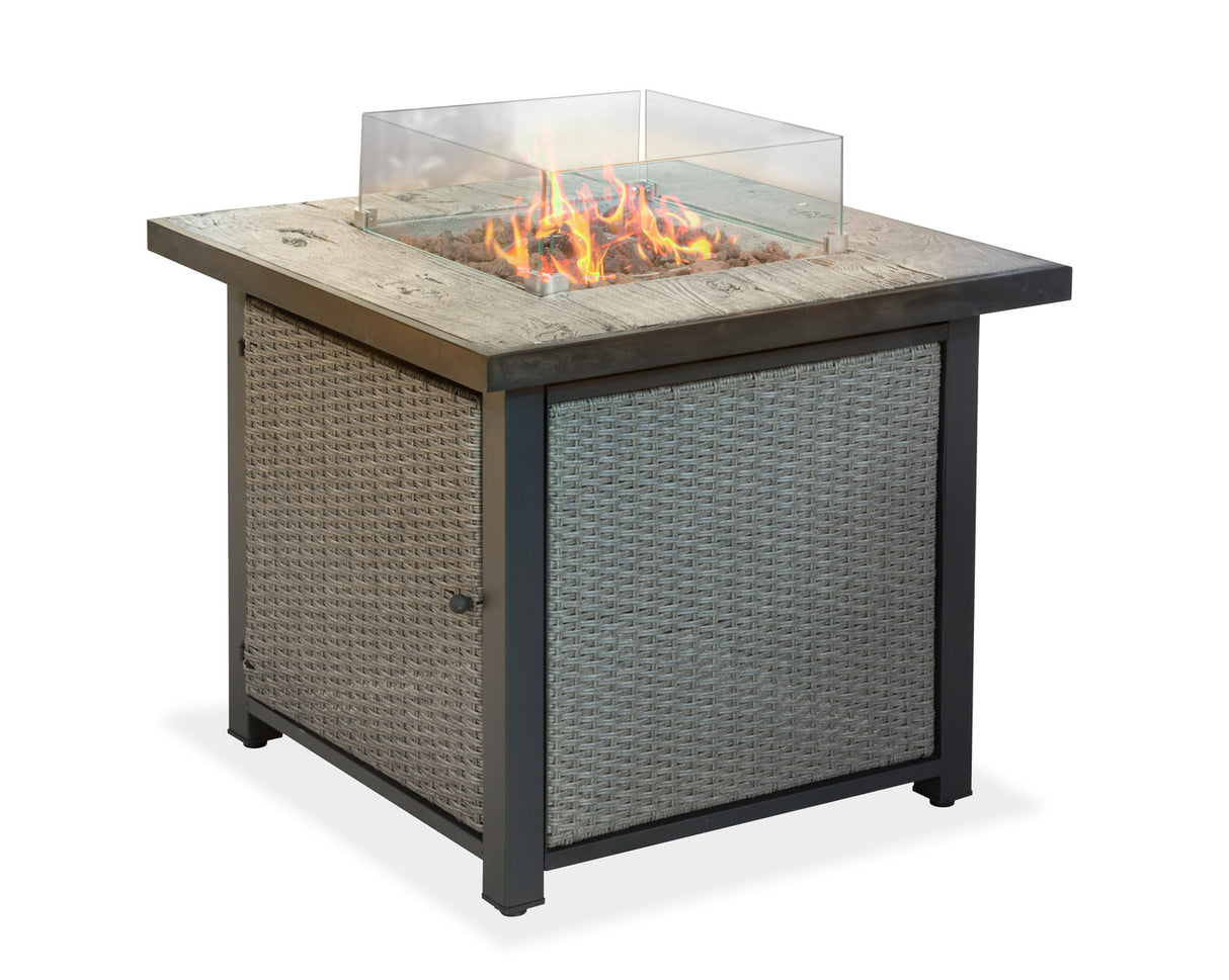 GSD Fire Pit Table Concrete Top Glass Screen