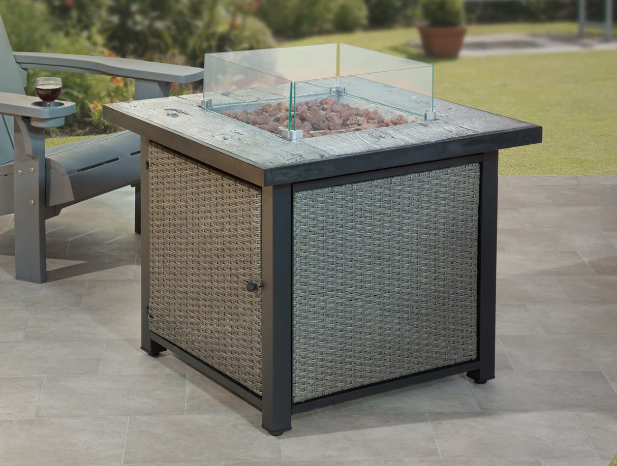 GSD Fire Pit Table Concrete Top Glass Screen