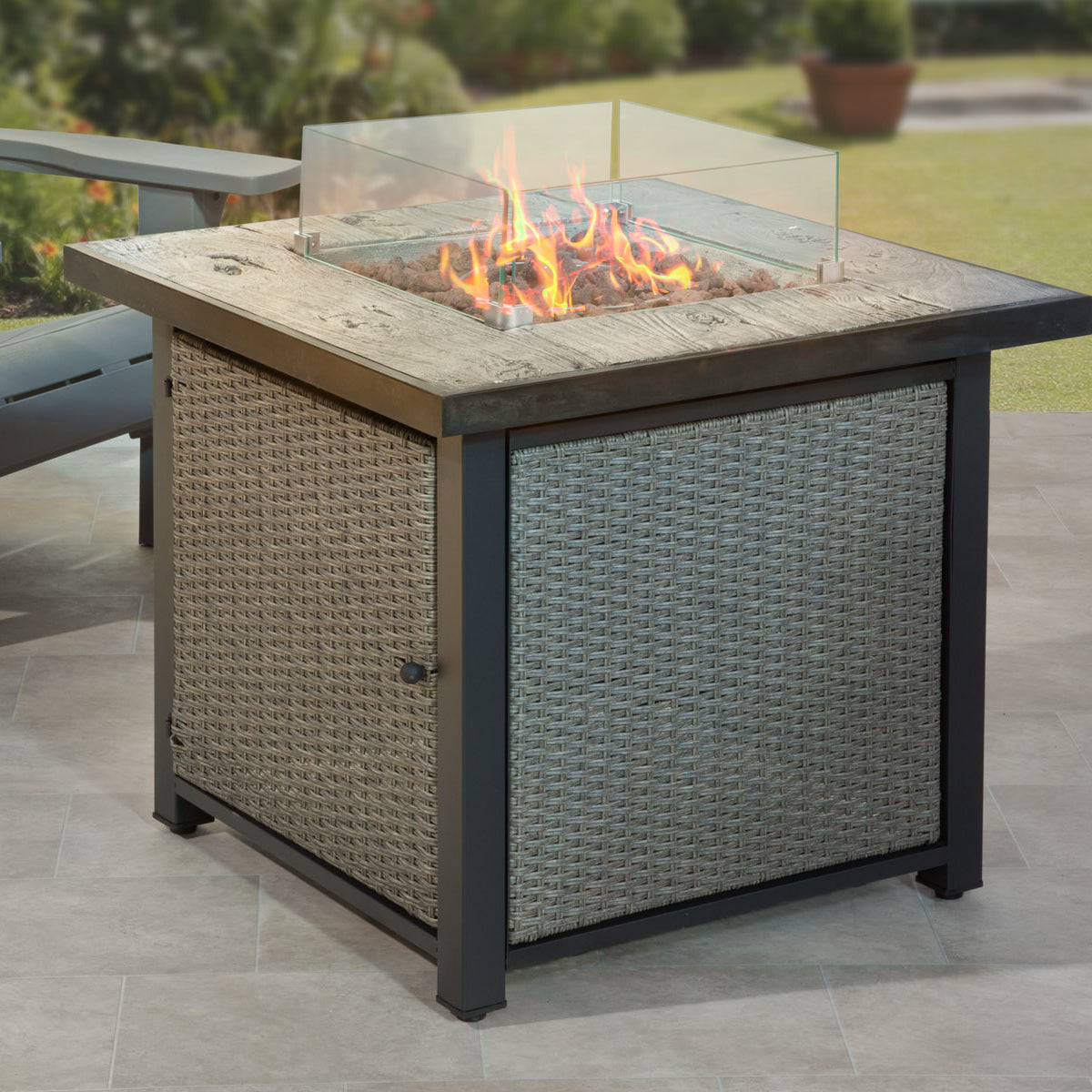 Fire Pit Table Concrete Top Glass Screen Garden Store Direct