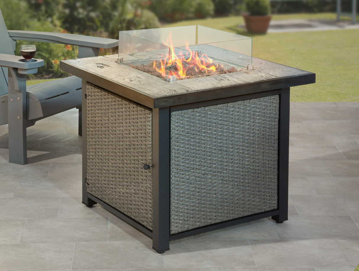 GSD Fire Pit Table Concrete Top Glass Screen