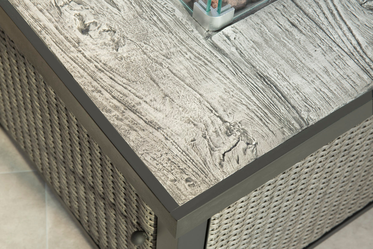 GSD Fire Pit Table Concrete Top Glass Screen