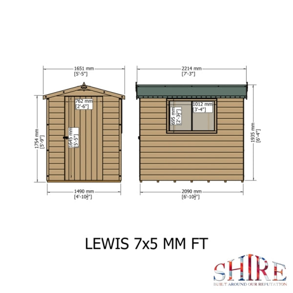 Shire Lewis 7x5 Single Door Shed