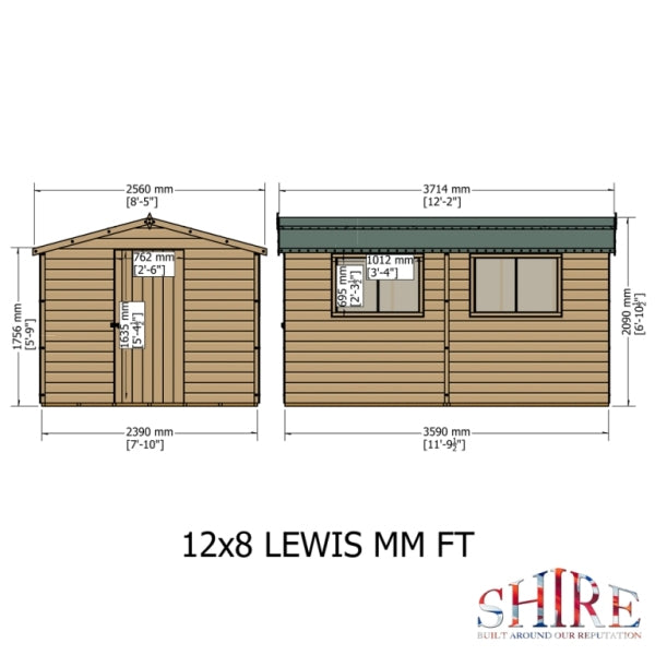 Shire Lewis 12x8 Single Door Shed