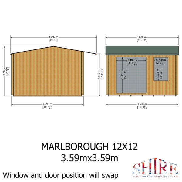 Shire Marlborough 12x12 28mm Log Cabin