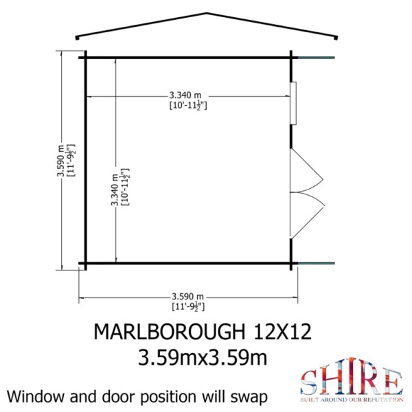 Shire Marlborough 12x12 28mm Log Cabin