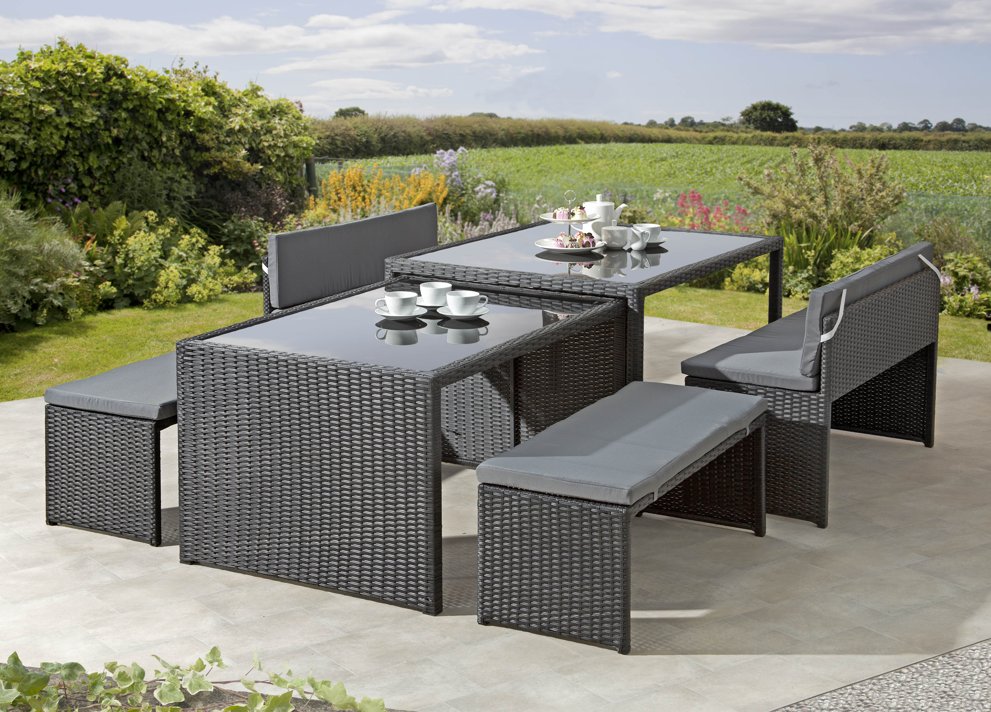 Melbourne Rattan Space Saving Garden Furniture 6 Piece Fully Assembled Versatile Seating Garden Store Direct