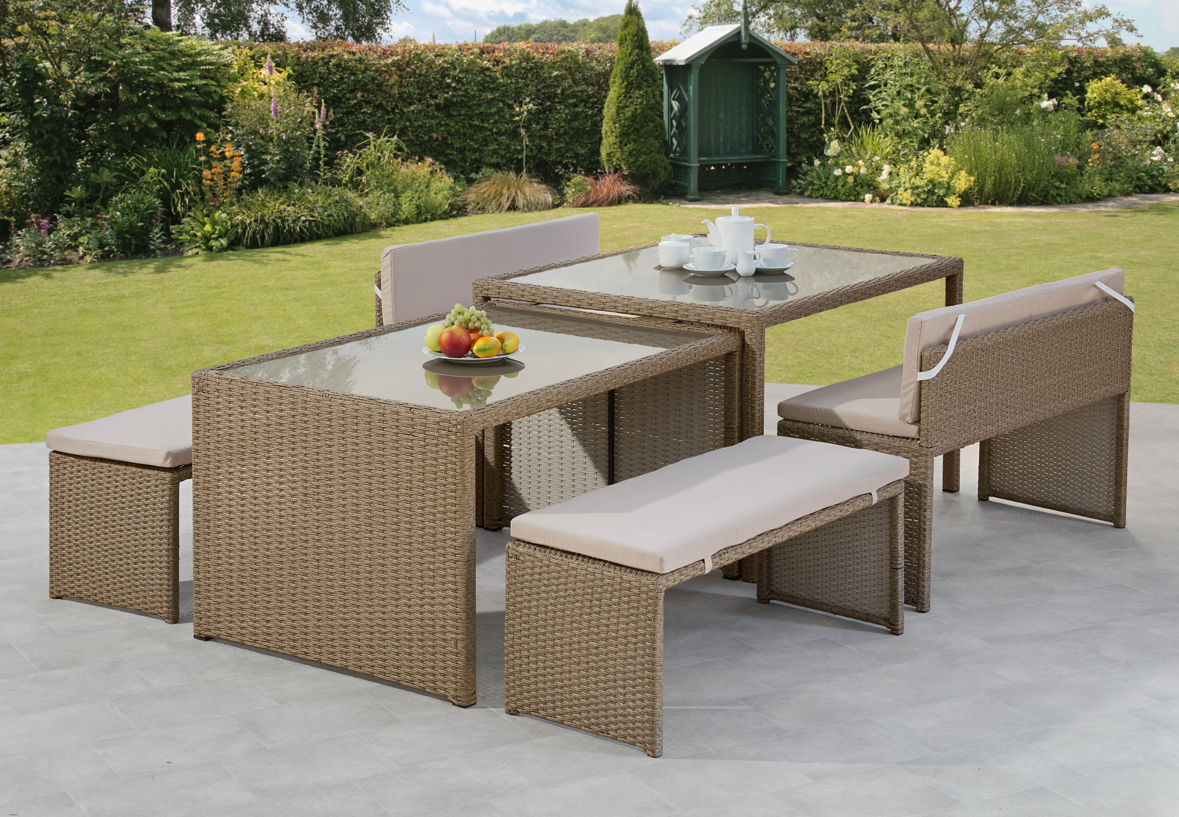 Melbourne Rattan Space Saving Garden Furniture 6 Piece Fully Assembled Versatile Seating Garden Store Direct