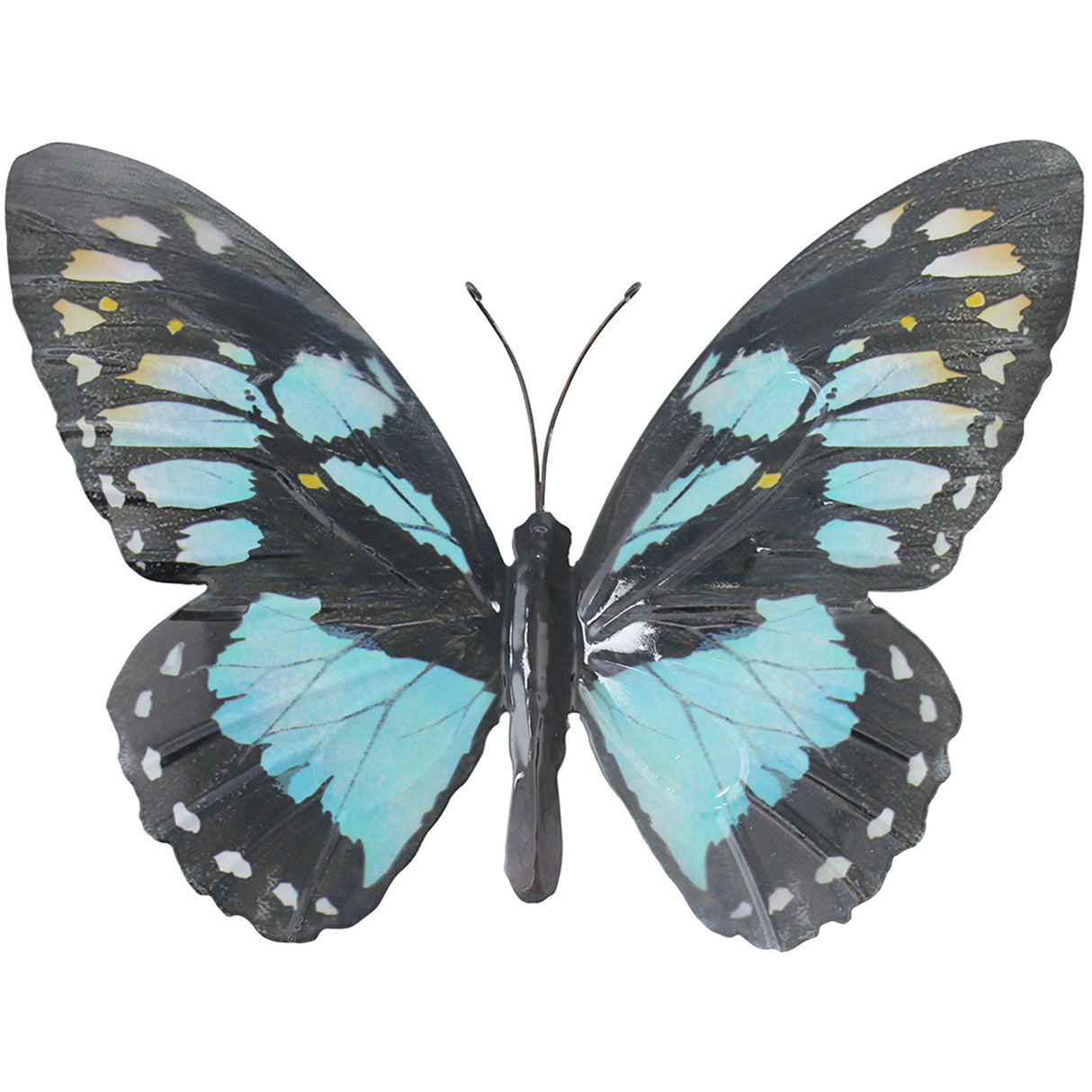 Large Metal Butterfly - Cyan Garden Wall Ornament