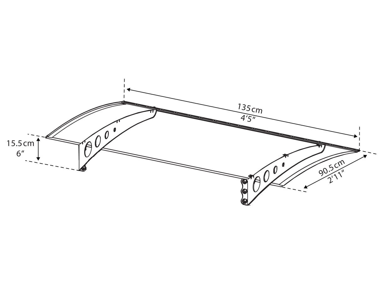 Lyra 1.4m x 0.9m Door Canopy - White Frame & Twinwall Polycarbonate