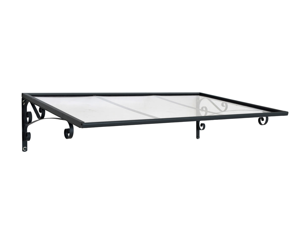 Venus 1.5m x 0.9m Door Canopy - Grey Frame & Clear Polycarbonate