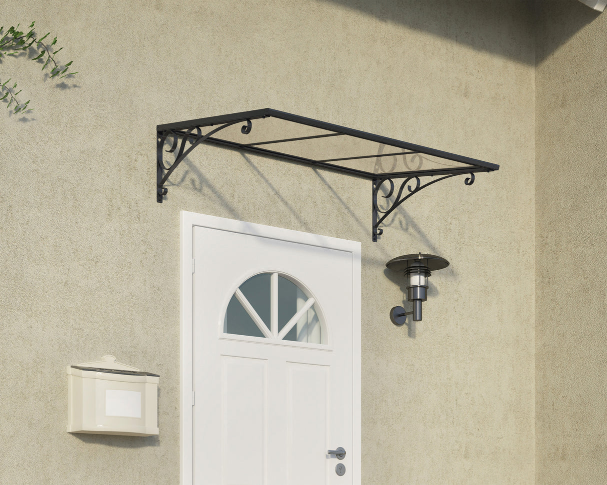 Venus 1.5m x 0.9m Door Canopy - Grey Frame & Clear Polycarbonate