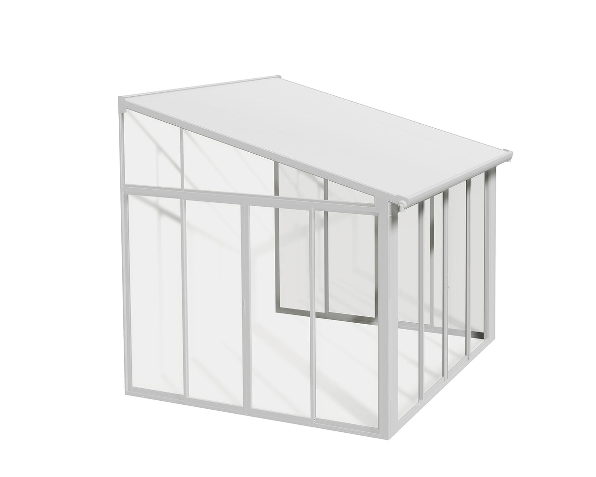 Sanremo 3m x 3m Lean to Conservatory - White Frames & White Polycarbonate