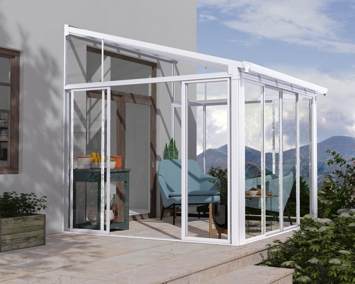 Sanremo 3m x 3m Lean to Conservatory - White Frames & White Polycarbonate