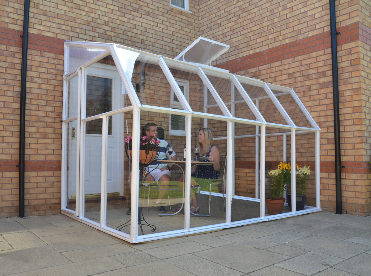 SunRoom 2m x 3m Lean to Conservatory - White Frames & Hybrid Polycarbonate