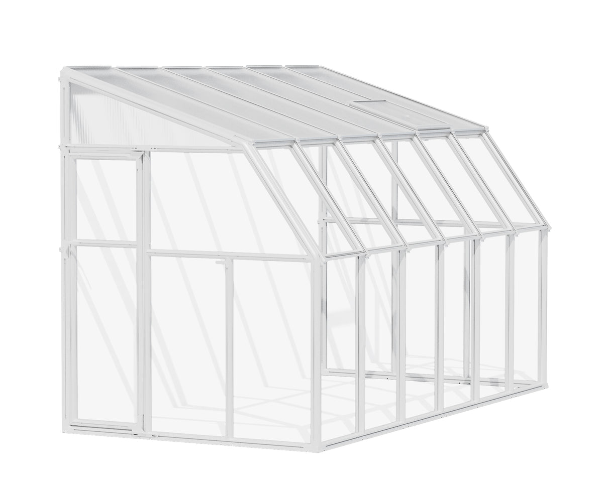 Sunroom 2m x 3.5m Lean to Conservatory - White Frames & Hybrid Polycarbonate