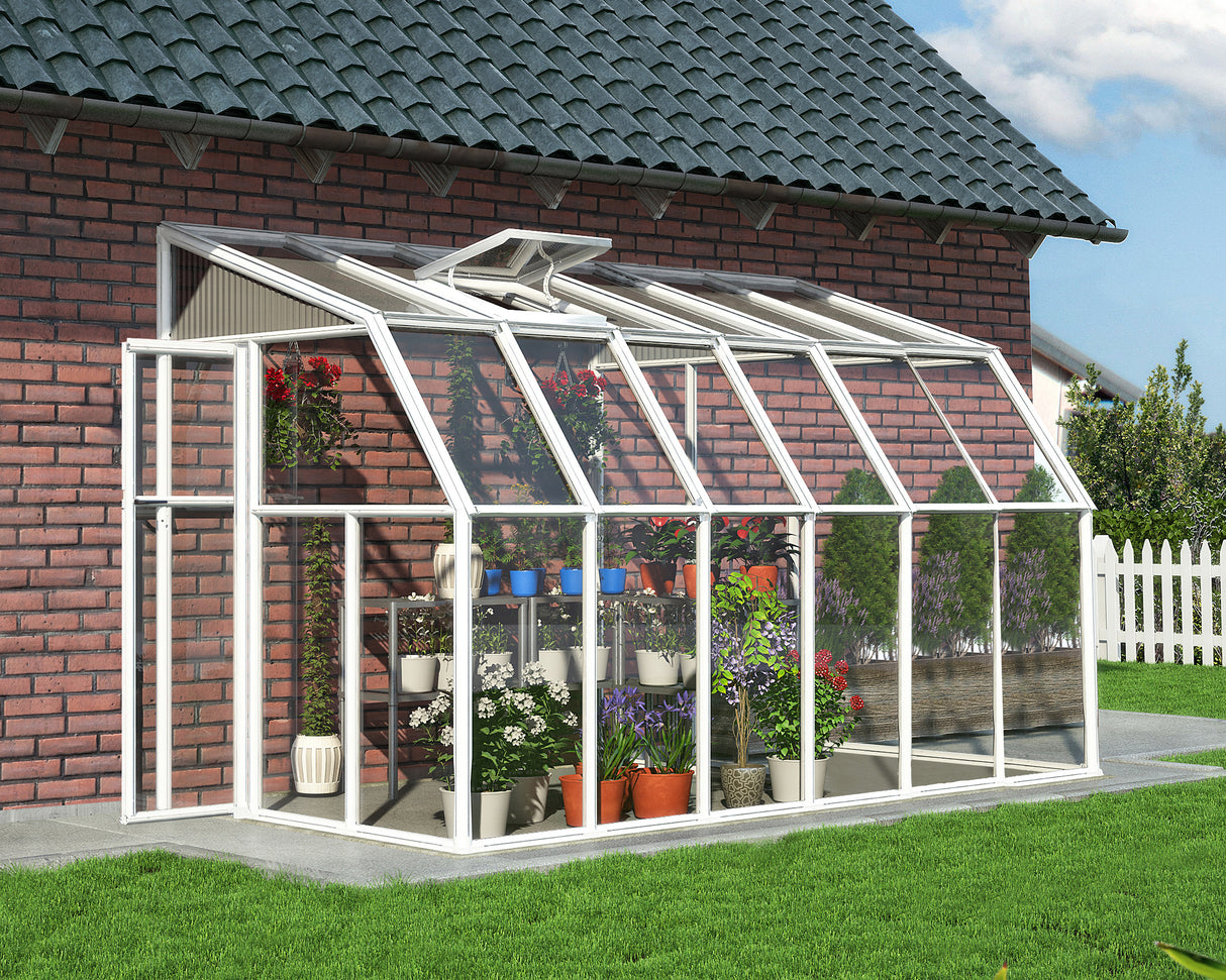 Sunroom 2m x 3.5m Lean to Conservatory - White Frames & Hybrid Polycarbonate