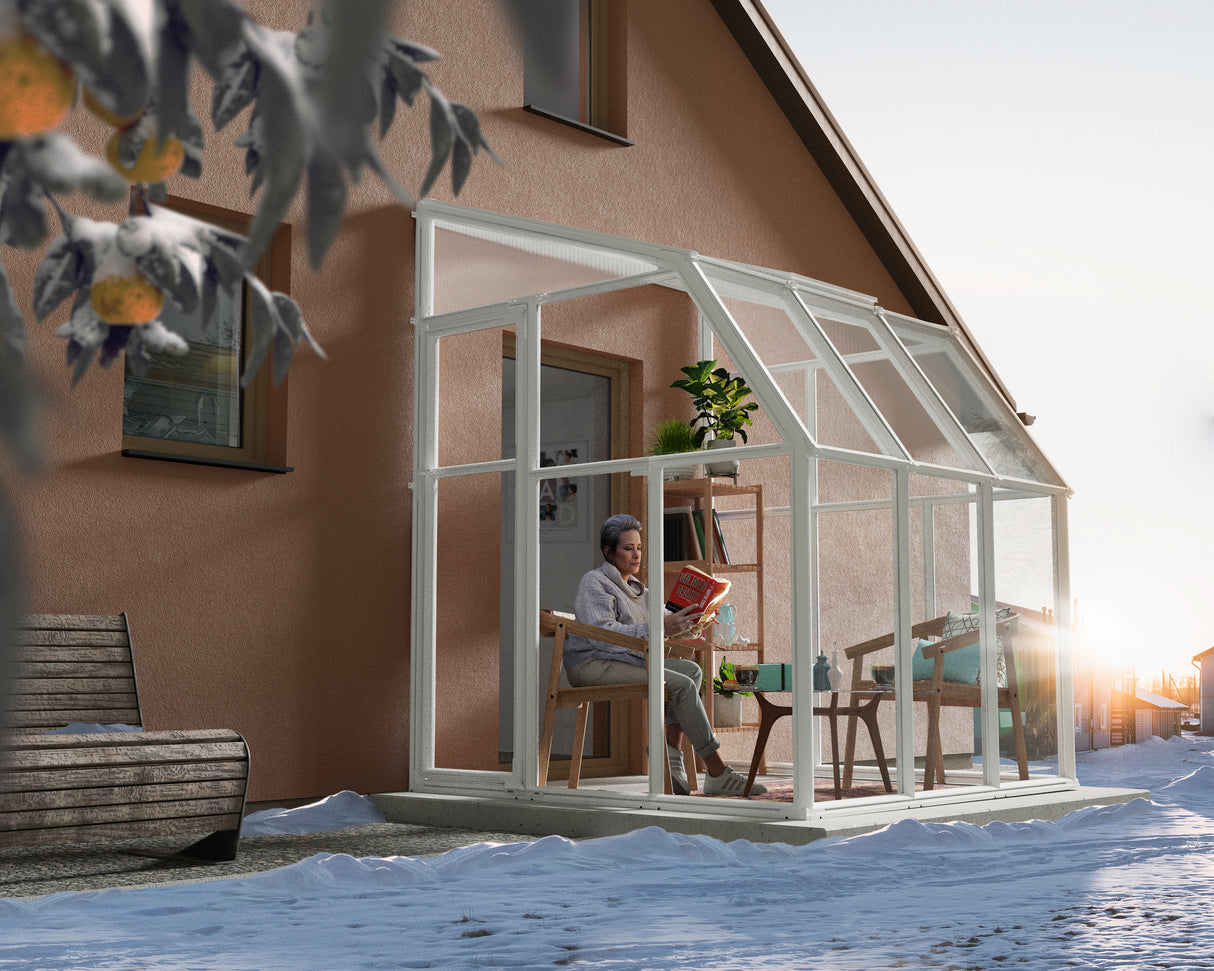 Sunroom 2m x 2m Lean to Conservatory - White Frames & Hybrid Polycarbonate