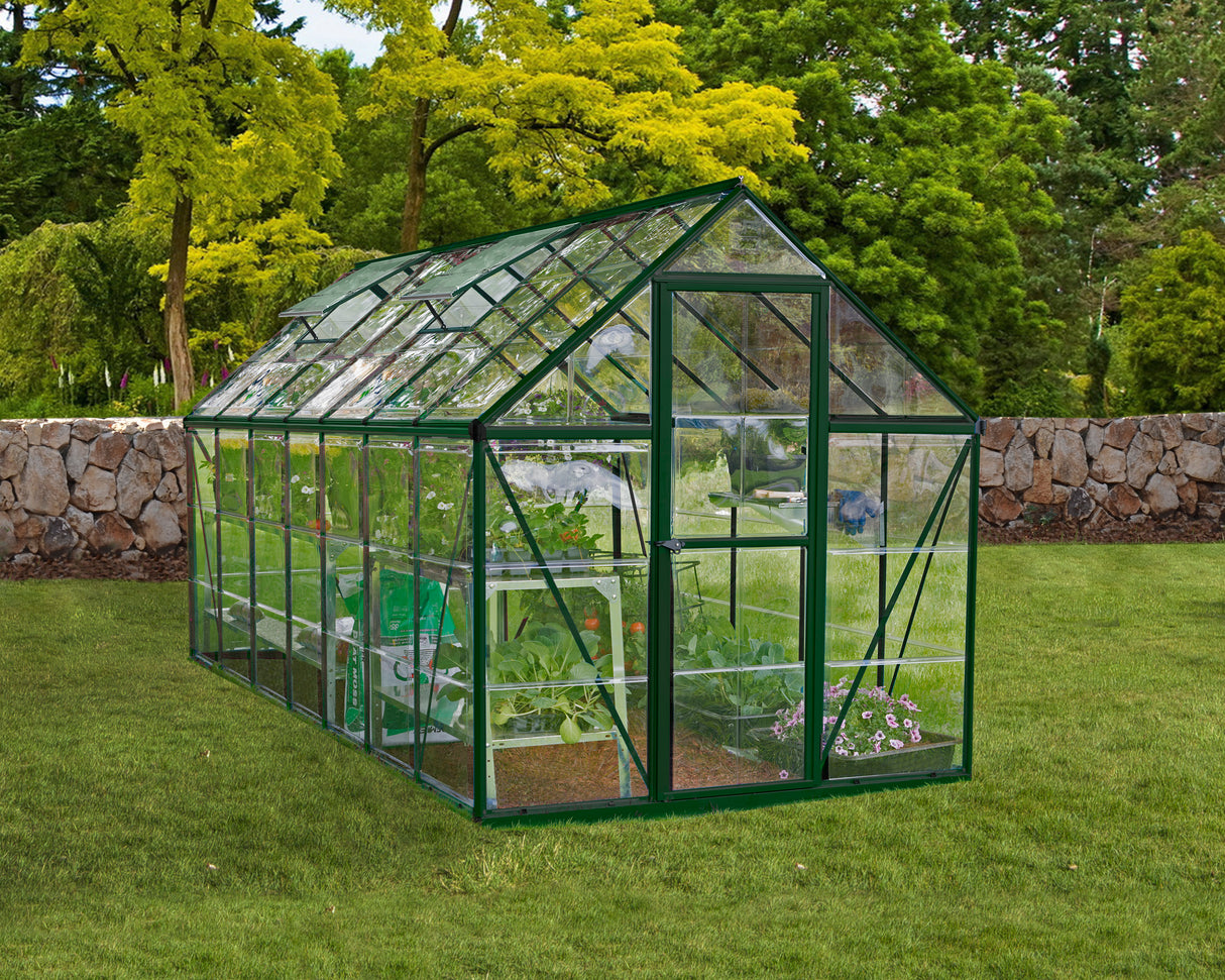 Harmony 6' x 14' Greenhouse - Green Frame & Clear Polycarbonate Panels