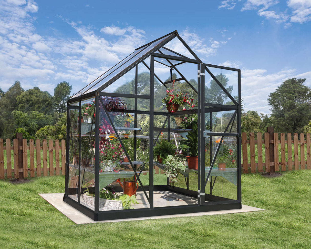 Harmony 6' x 4' Greenhouse - Grey Frame & Clear Polycarbonate Panels