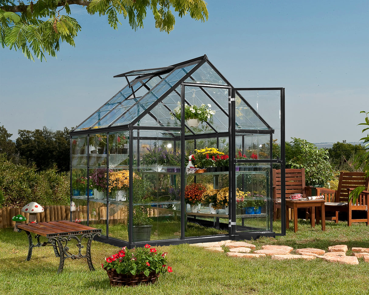 Harmony 6' x 6' Greenhouse - Grey Frame & Clear Polycarbonate Panels
