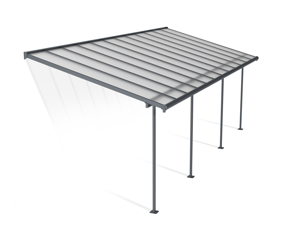 Sierra Patio Cover 3m x 7.4m - Grey Frame & Clear Polycarbonate