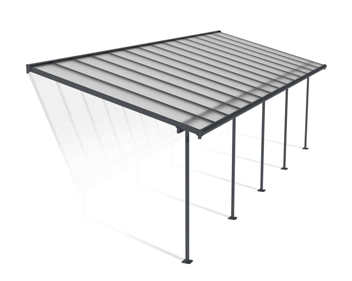 Sierra Patio Cover 3m x 8.6m - Grey Frame & Clear Polycarbonate