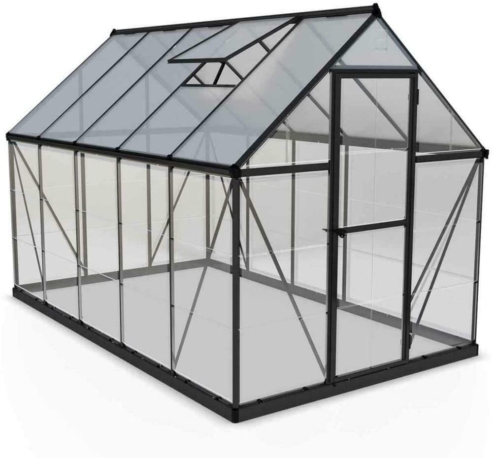 Hybrid 6' x 10' Greenhouse - Grey Frame & Hybrid Polycarbonate Panels
