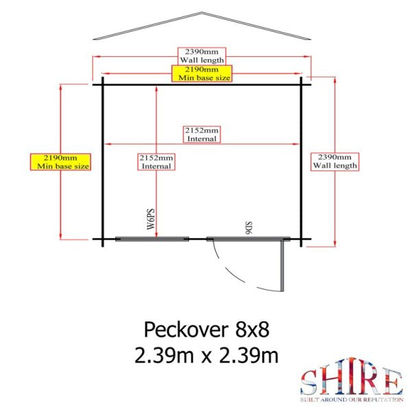 Shire Peckover 8x8 19mm Log Cabin