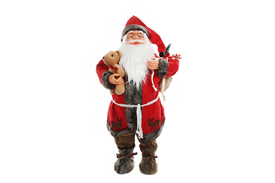60cm Free Standing Santa Claus Holding Teddy Bear