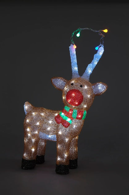 55cm Acrylic Standing Reindeer with 80 White LEDs