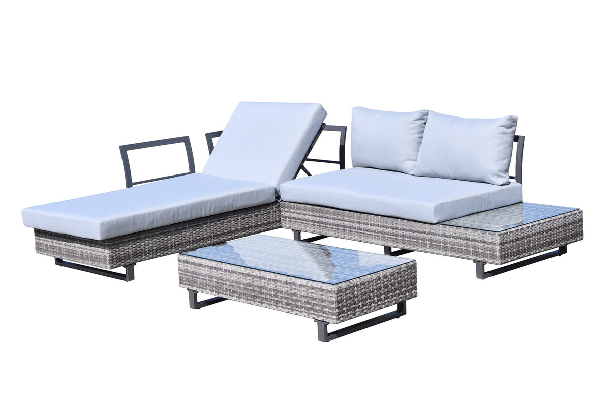 St Lucia Corner Sofa Sun Lounger Rattan Set