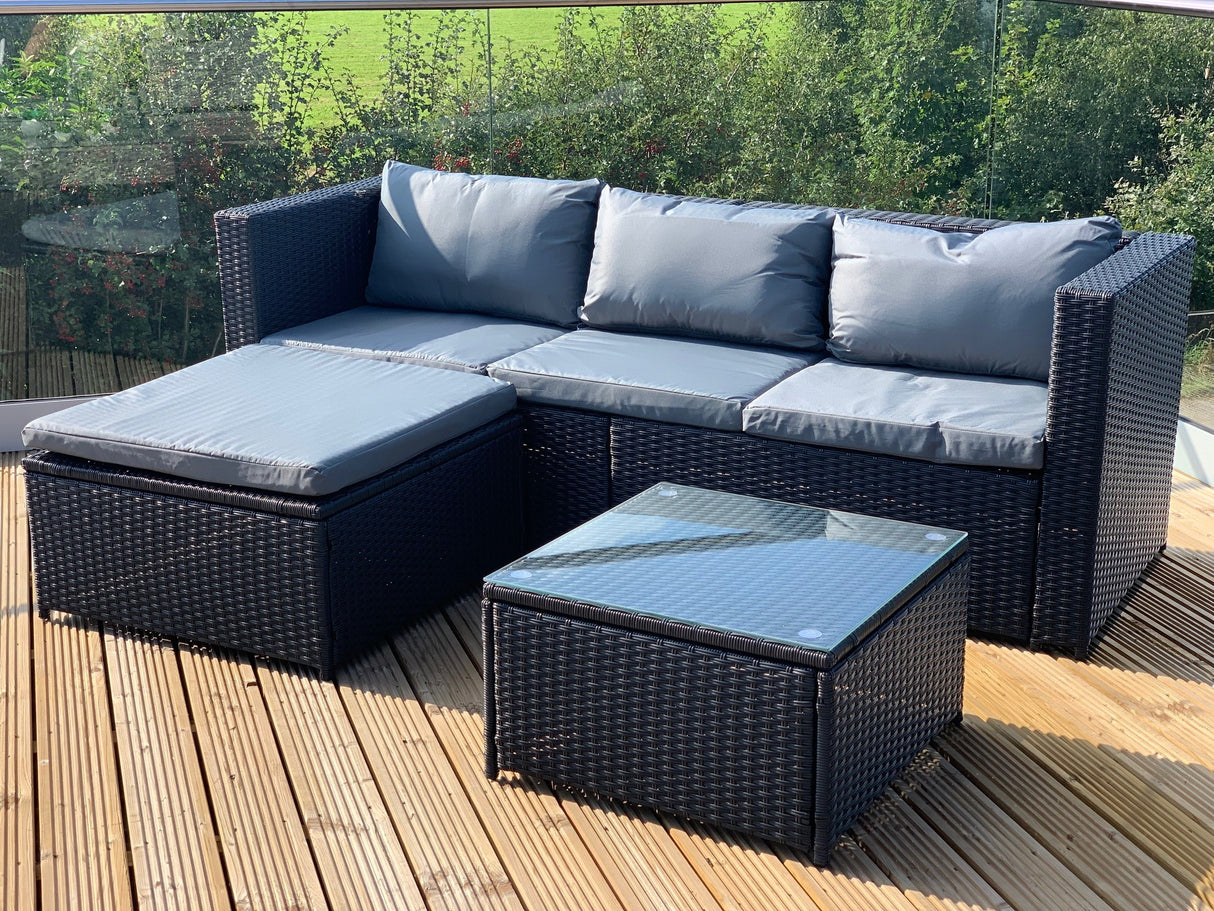 Victoria Corner Sofa Lounge Set - Black