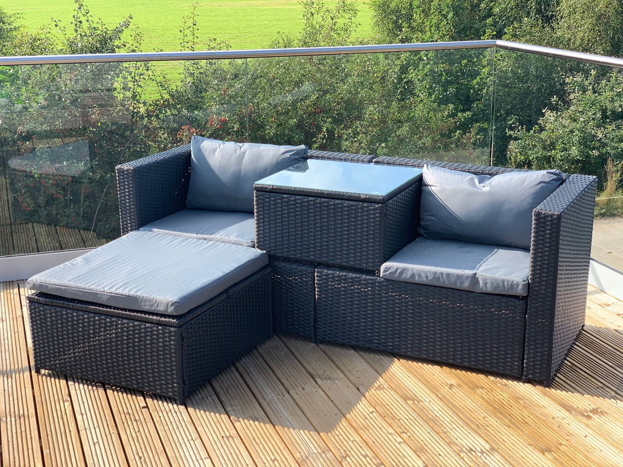 Victoria Corner Sofa Lounge Set - Black